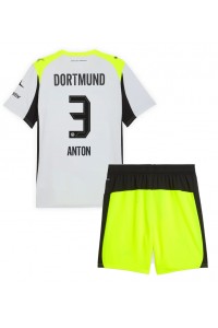 Borussia Dortmund Waldemar Anton #3 Jalkapallovaatteet Lasten Vieraspeliasu 2025-26 Lyhythihainen (+ Lyhyet housut)